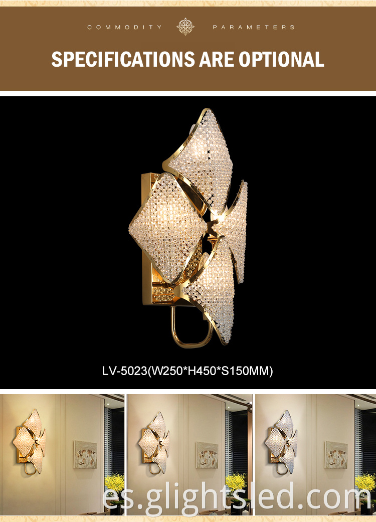 Lámpara de pared de cristal led de cabecera de dormitorio decorativa interior con ahorro de energía de G-Lights